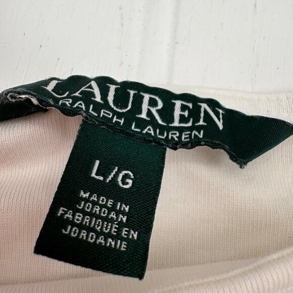 Ralph Lauren Women's Colorblock‎ Short Sleeve knit Blouse Size Large Black White - Picture 2 of 4